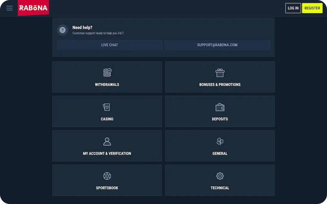rabona casino faq